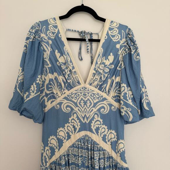 Farm Rio x Anthropologie Printed V-Neck Puff-Sleeve Maxi Dress - Picture 3 of 7